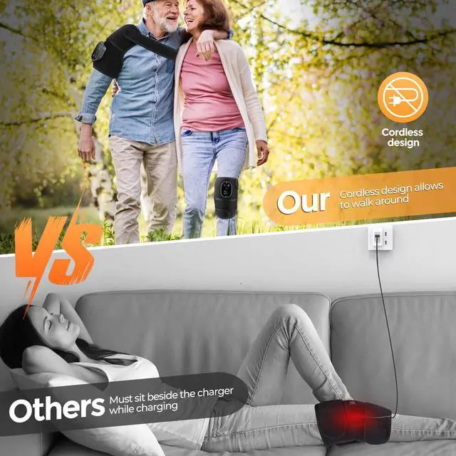 Alt view image 4 of 7 - Cordless Knee Heating Pad with Massage, Heated Knee Wrap Brace for Women and Men Joint Pain Relief, Ideal Christmas Gift for Mom and Dad