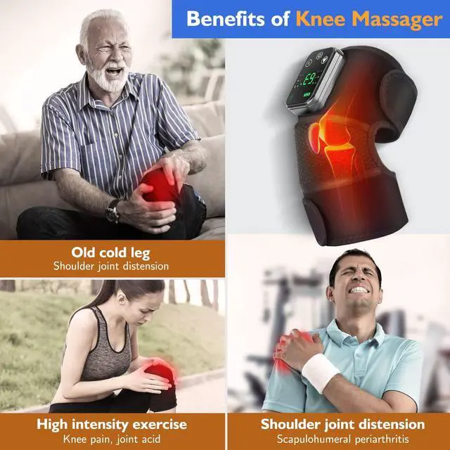Alt view image 3 of 7 - Cordless Heated Knee Massager, 3-in-1 Knee Heating Pad with 3 Vibration and Heating Mode, Knee Brace Wrap for Men Women Seniors