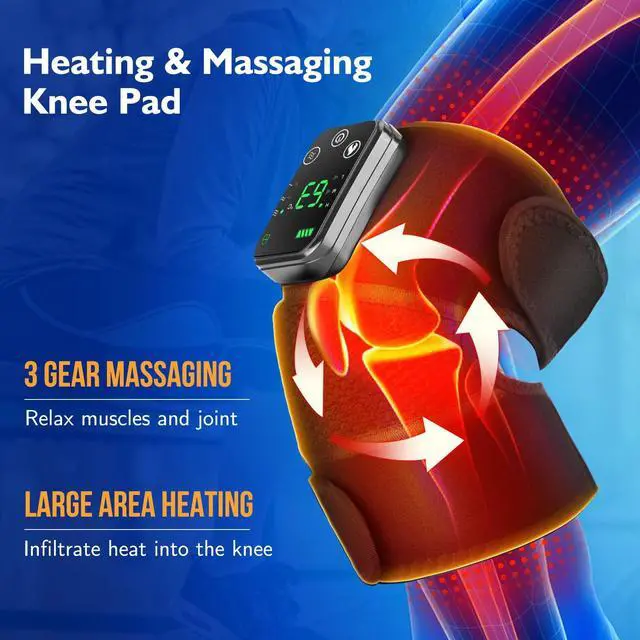 Alt view image 6 of 7 - Cordless Heated Knee Massager, 3-in-1 Knee Heating Pad with 3 Vibration and Heating Mode, Knee Brace Wrap for Men Women Seniors