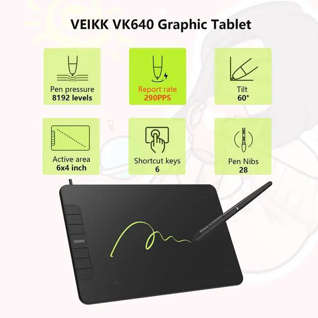 Alt view image 3 of 7 - A15 Graphics Drawing Tablet 10x6 Inch Digital Drawing Tablet with 8192 Levels Battery-Free Pen and 12 Hot Keys, Support Win/Mac/Linux/Android OS,Graphics Tablet for Painting & Online Teaching