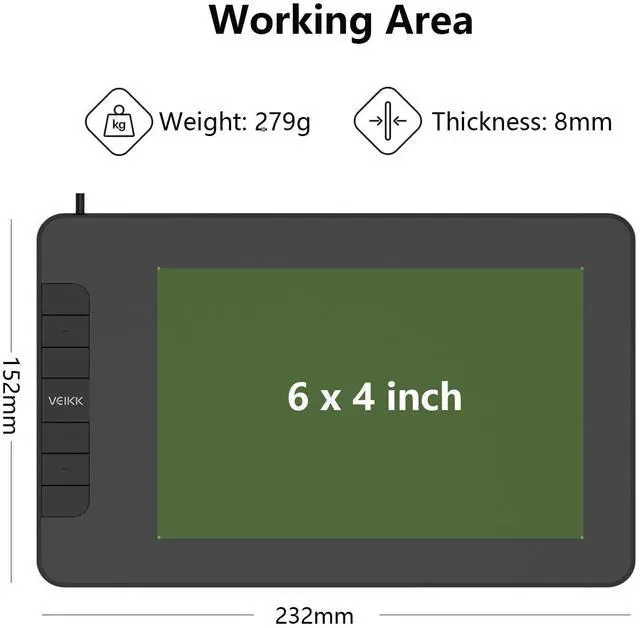 Alt view image 5 of 7 - A15 Graphics Drawing Tablet 10x6 Inch Digital Drawing Tablet with 8192 Levels Battery-Free Pen and 12 Hot Keys, Support Win/Mac/Linux/Android OS,Graphics Tablet for Painting & Online Teaching