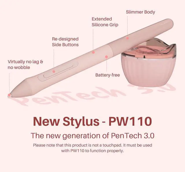 Alt view image 2 of 7 - Inspiroy 2 Small Drawing Tablet, Digital Art Tablet with Scroll Wheel, 6 Hot Keys, Battery-Free Stylus, Pink Graphics Tablet for Drawing, Design, Writing, Work with PC, Mac & Android