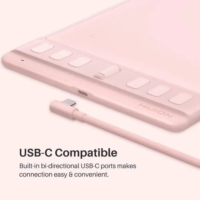 Alt view image 7 of 7 - Inspiroy 2 Small Drawing Tablet, Digital Art Tablet with Scroll Wheel, 6 Hot Keys, Battery-Free Stylus, Pink Graphics Tablet for Drawing, Design, Writing, Work with PC, Mac & Android