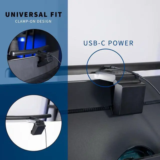 Alt view image 5 of 7 - Universal LED Curved Computer Monitor Light Bar, USB Powered Screen Lamp for Home Office, 5 Level Adjustable Brightness and Temperature Reading Light, Black, Desk-LTSB2