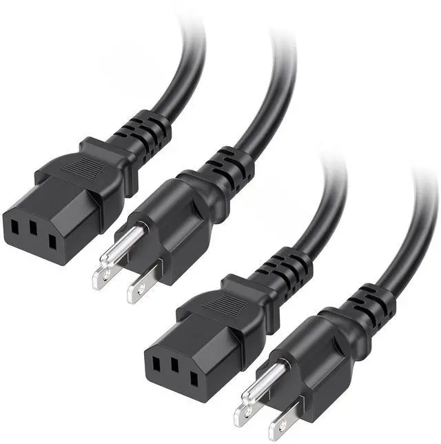 Main image of 2-Pack 16 AWG Heavy Duty 3 Prong Computer Monitor Power Cord in 10 Feet (NEMA 5-15P to IEC C13)