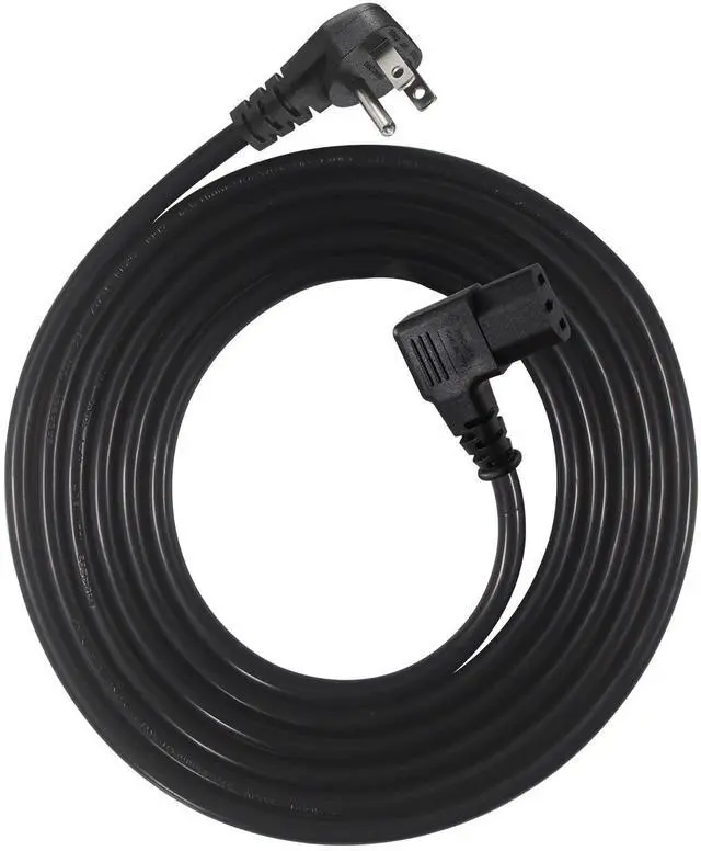 Main image of 90 Degree Computer Power Cord - 10FT Flat Low Profile Angled NEMA 5-15 Plug to IEC C13 Power Cord,Universal PC Power Supply Cord, 16AWG, Black C13 3 Prong Angled AC Power Cord for PC Monitor/TV (10FT)
