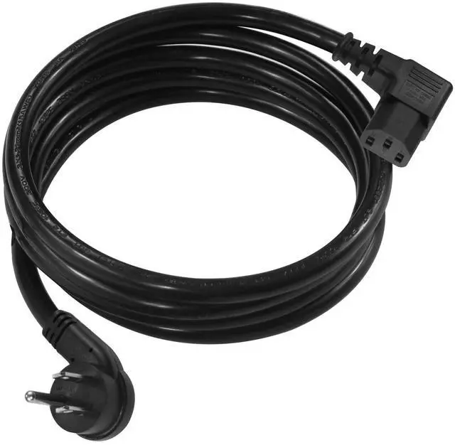 Main image of 6FT Replacement Computer Monitor Power Cord - Low Profile Flat Plug NEMA 5-15P to Right Angle C13 Power Cord, 13A 125V, 16AWG, Black Replacement Printer/TV/PC 3 Prong AC Power Cord