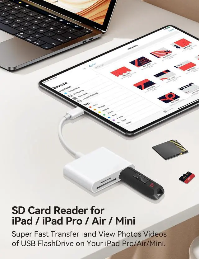 Alt view image 5 of 7 - USB C to SD Card Reader, BnmxTek SD Card Adapter with SD MicroSD USB 3 Ports, USBC Memory Card Reader for iPhone 15 16, iPad, Mac, MacBook Pro/Air, Android and More USB-C/Type C Devices