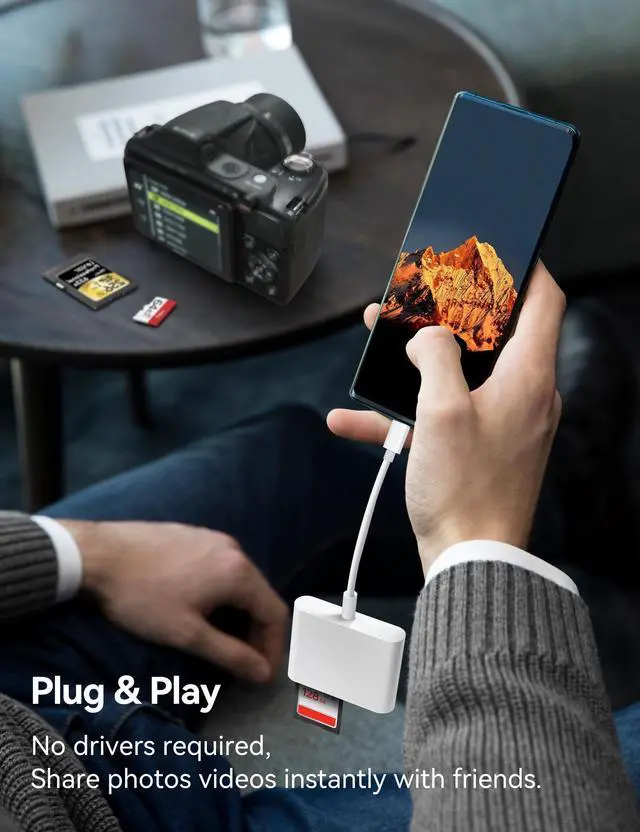 Alt view image 6 of 7 - USB C to SD Card Reader, BnmxTek SD Card Adapter with SD MicroSD USB 3 Ports, USBC Memory Card Reader for iPhone 15 16, iPad, Mac, MacBook Pro/Air, Android and More USB-C/Type C Devices