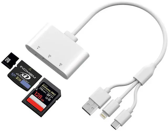 Main image of SD Card Reader with Lightning/USB-C/USB-A, 3-in-1 SD/TF/XD Card Reader for iPhone 16/15/14/13, iPad, MicroSD Memory Card Reader with 480 Mbps Speed, Plug & Play, Camera Accessories