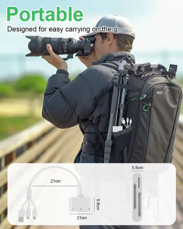 Alt view image 6 of 7 - SD Card Reader with Lightning/USB-C/USB-A, 3-in-1 SD/TF/XD Card Reader for iPhone 16/15/14/13, iPad, MicroSD Memory Card Reader with 480 Mbps Speed, Plug & Play, Camera Accessories