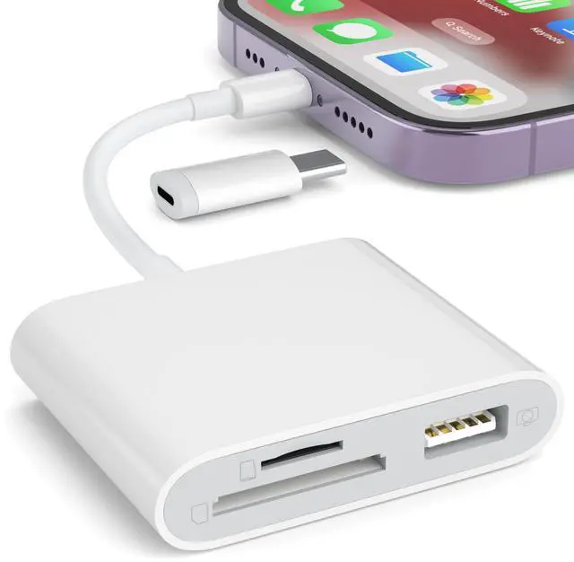 Main image of SD Card Reader for iPhone, Memory Card Reader with USB Camera Adapter Plug and Play Trail Game Camera Viewer Supports SD and TF Card MicroSD Card Adapter for iPad No App Required