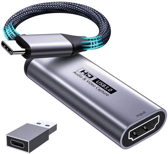 Main image of Video Capture Card, 4K HDMI to USB C 3.0 Capture Card, 1080P HD 60fps Live and Record Video Audio Grabber for Gaming, Streaming, Teaching, Video Conference