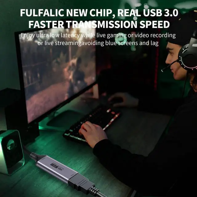 Alt view image 3 of 7 - Video Capture Card, 4K HDMI to USB C 3.0 Capture Card, 1080P HD 60fps Live and Record Video Audio Grabber for Gaming, Streaming, Teaching, Video Conference