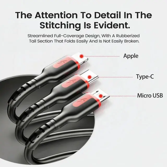 Alt view image 2 of 7 - 3-in-1 USB Spring Charging Cable USB-A Male to Type-C/Micro USB/Lightning Male 3-in-1 Spring Data Cable for Car Charging,Mobile Phones,Tablets,Laptops,etc(5.91 FT)(1.8m)