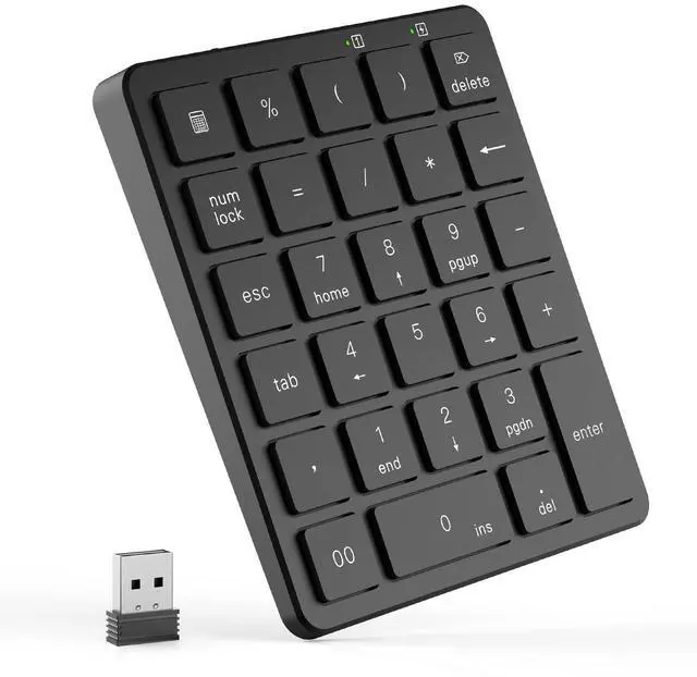 Main image of Wireless Number Pad, Cute 18 Keys Numeric Keypad with 2.4G Mini USB Receiver, Portable Silent Number Numpad Financial Accounting for Laptop, PC, Notebook, Desktop, Surface - Black Mix