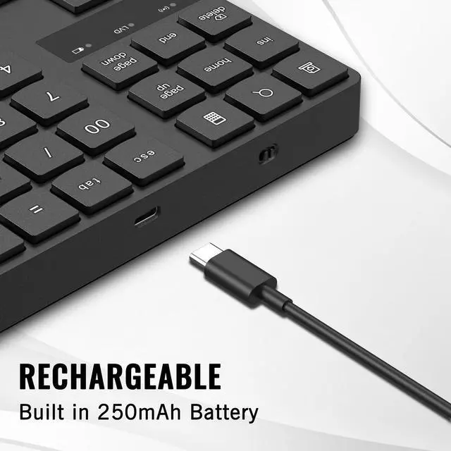 Alt view image 4 of 7 - Wireless Number Pad, Numeric Keypad Ultra-Silent Rechargeable 2.4G 35 Keys for Laptop,Desktop,PC, Notebook