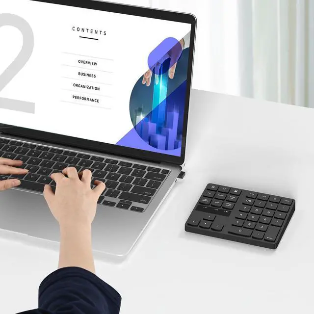 Alt view image 7 of 7 - Wireless Number Pad, Numeric Keypad Ultra-Silent Rechargeable 2.4G 35 Keys for Laptop,Desktop,PC, Notebook