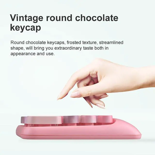 Alt view image 7 of 7 - Wireless Numeric Keypad with 2.4G USB Receiver, Cute Colorful Round Keycaps, Portable Financial Accounting Numpad Number Keyboard, Suitable for PC, Laptop (Pink)