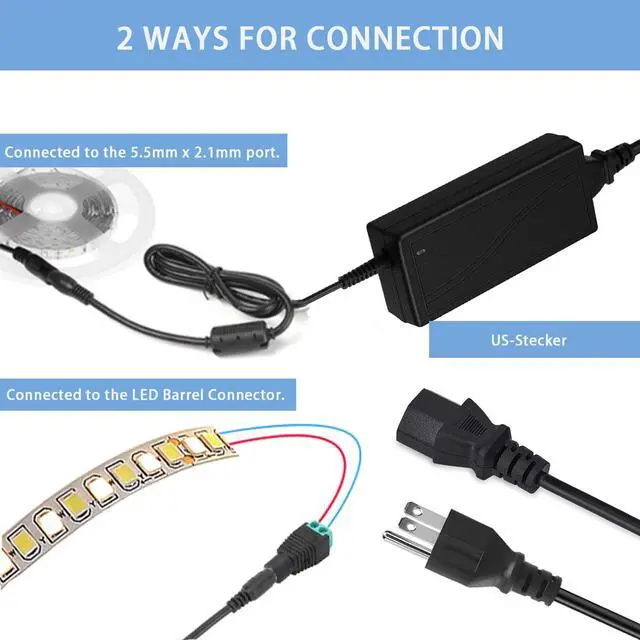 Alt view image 3 of 7 - 12 Volt 6 Amp Power Supply Adapter,12V 6A 72W US Plug DC Power Supply 5A 4A 3A 2A 1A Adapter with 5.5mm x 2.1mm-2.5mm Output Jack 12V AC/DC Adapter Transformer for LED Strip Light Printer Camera CCTV