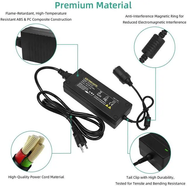 Alt view image 2 of 7 - AC to DC Converter, 12V 15A Power Supply Adapter Transformer, AC 100V~240V 180W 60Hz, Car Cigarette Lighter Socket Adapter for Vehicles, with Overload | Short-Circuit Protection