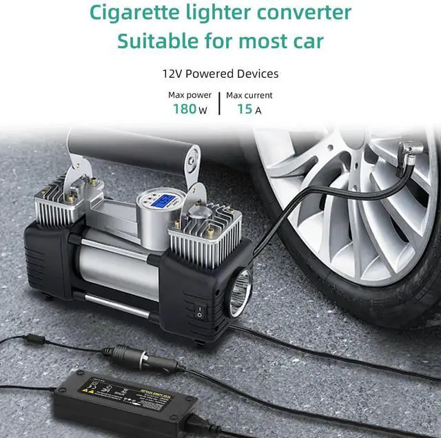 Alt view image 7 of 7 - AC to DC Converter, 12V 15A Power Supply Adapter Transformer, AC 100V~240V 180W 60Hz, Car Cigarette Lighter Socket Adapter for Vehicles, with Overload | Short-Circuit Protection