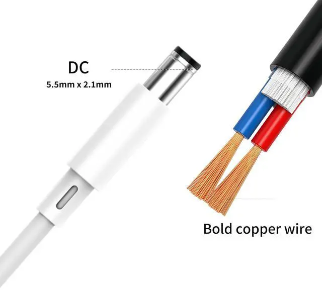 Alt view image 7 of 7 - 12V 5A 60W Power Supply Adapter,Wall-Mounted Transformer Charger Plug,Featuring DC 5.5x2.1mm Male Connectors,1.2m Cable,for LED Strip Lights,Routers,TV Cameras,etc.(White)