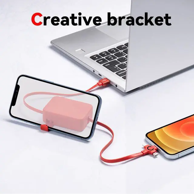 Alt view image 3 of 7 - Multi Charging Cable 3A, 4Pack 3 in 1 Retractable USB Charger Cable with USB C/Micro Port, Phone Holder, Multiple Fast Charging Cord for Cell Phones, iPhone 16 15 14 Series, Galaxy S24/S23, Tablets