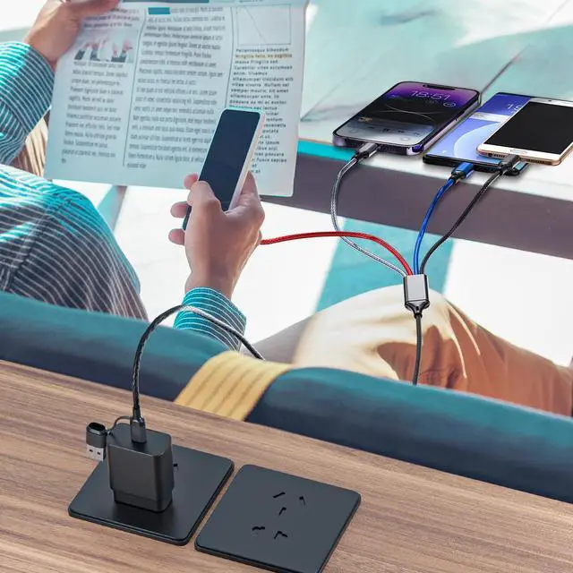 Alt view image 7 of 7 - 6 in 1 Multi Charging Cable 2Pack - 6FT USB Cable 3A Charger Cable Braided Universal USB A/C Charging Cord With 2*IP/Type C/Micro USB Port for Cell Phone/Tablets