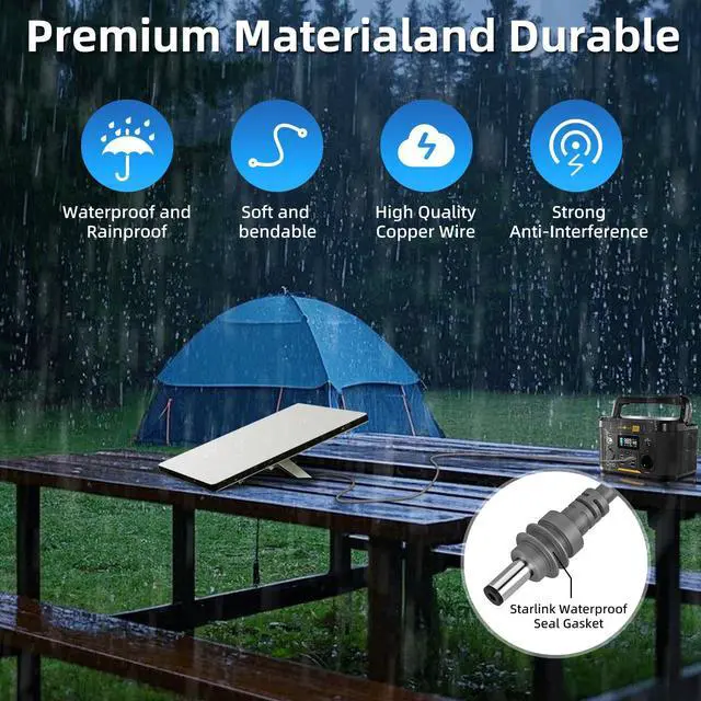 Alt view image 7 of 7 - Starlink Mini USB C to DC Power Cable 5M/16.4FT, 100W Starlink Mini Power Cord, Waterproof Durable & Plug and Play, Suitable for Outdoor Camping/Exploration, Home & RV