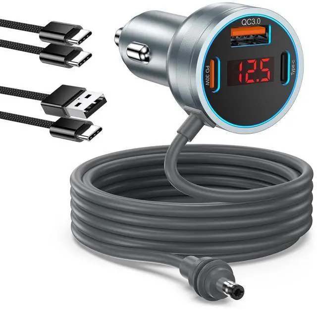 Main image of Starlink Mini Cable 10ft,4-in-1 Starlink Mini Car Charger DC Power Cable,12V-24V Cigarette Lighter Adapter with Display for Starlink Accessories,PD 30W+QC 18W+Type C 15W Car Power Supply