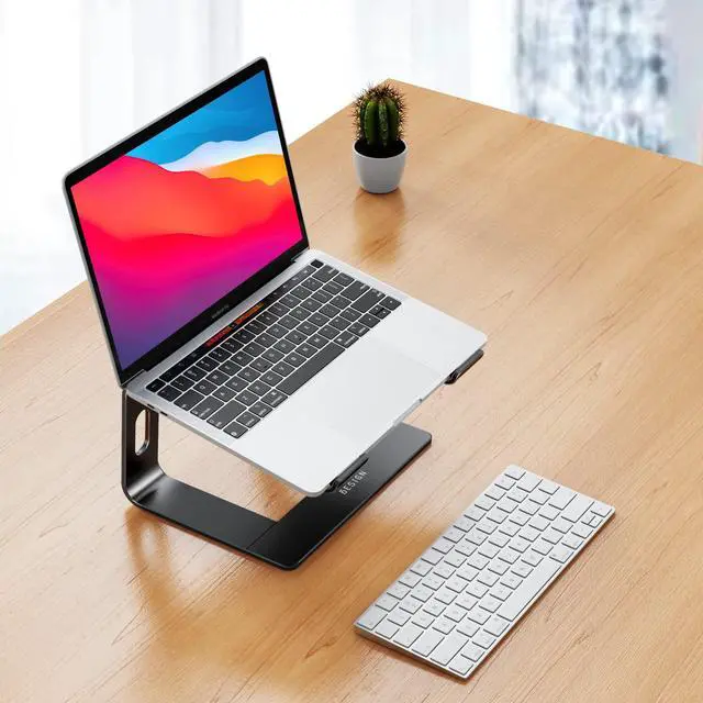 Alt view image 2 of 7 - LS03 Aluminum Laptop Stand, Ergonomic Detachable Computer Stand, Notebook Riser, Laptop Mount Compatible with Air, Pro, Dell, HP, Lenovo More 10-15.6" Laptops, Black