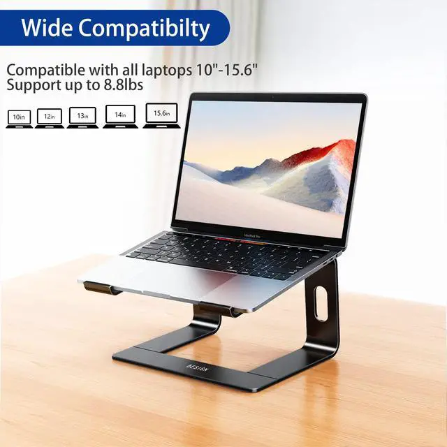 Alt view image 3 of 7 - LS03 Aluminum Laptop Stand, Ergonomic Detachable Computer Stand, Notebook Riser, Laptop Mount Compatible with Air, Pro, Dell, HP, Lenovo More 10-15.6" Laptops, Black