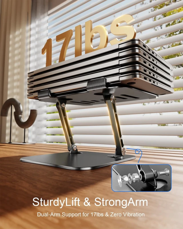 Alt view image 5 of 7 - Adjustable Laptop Stand, Aluminum Laptop Riser Portable Notebook Stand, Foldable Computer Holder for MacBook Air Pro, Dell XPS, HP and All 1017 Inch Laptops, Black