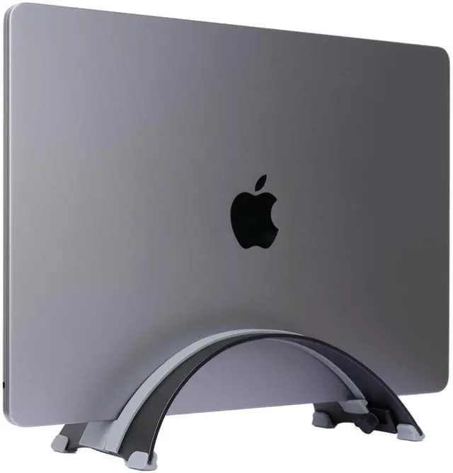 Alt view image 2 of 7 - Psitek Adjustable Vertical Laptop Stand - 6061 Aluminum, CNC Precision, Anodized Finish, Fits All Laptops Including 17-inch, Ventilated Design, Anti-Slip Silicone Pads, ARC Shaped Stands