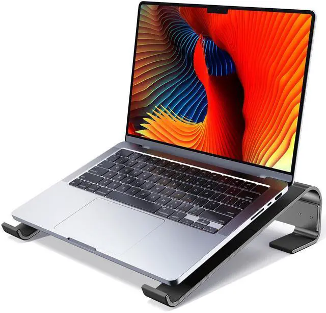 Main image of Laptop Riser for Desk - Aluminum Ergonomic Computer Stand for Laptop Cooling - Compatible with MacBook Pro/Air, Dell, HP, Lenovo, 10-17.3'', Black