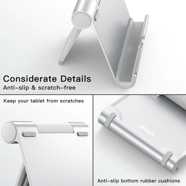 Alt view image 7 of 7 - Foldable Tablet Stand for 4-11" Tablets and Phones, Silver | Adjustable Portable Desktop Holder, Foldable Dock for iPad/iPad Pro/Air/Mini, Galaxy Tab A8/A7 Lite/A7/S8/S7, Kindle, etc