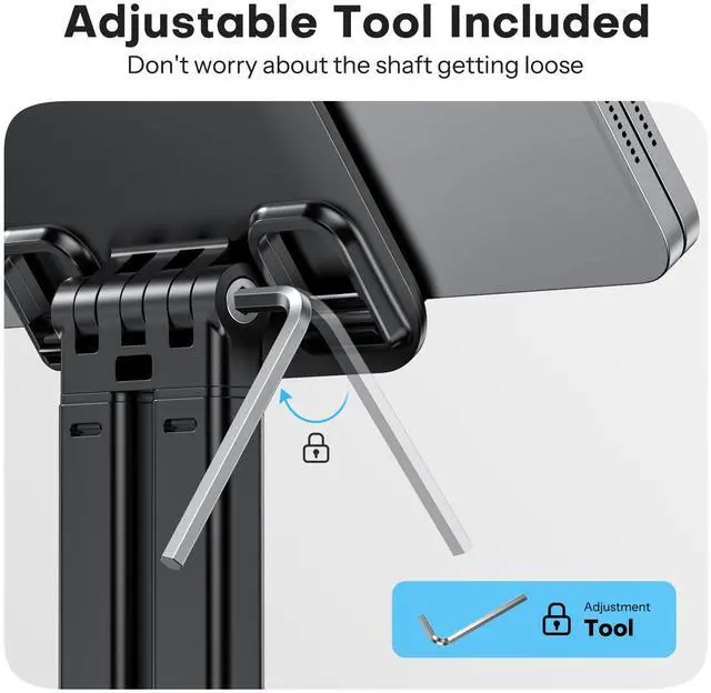 Alt view image 5 of 7 - Tablet Stand for iPad, Adjustable Tablet Holder for Desk, Portable Monitor Stand Compatible with 4-15.6" Tablets Kindle Such as iPad Pro 11, 10.2, 13, Air/Mini
