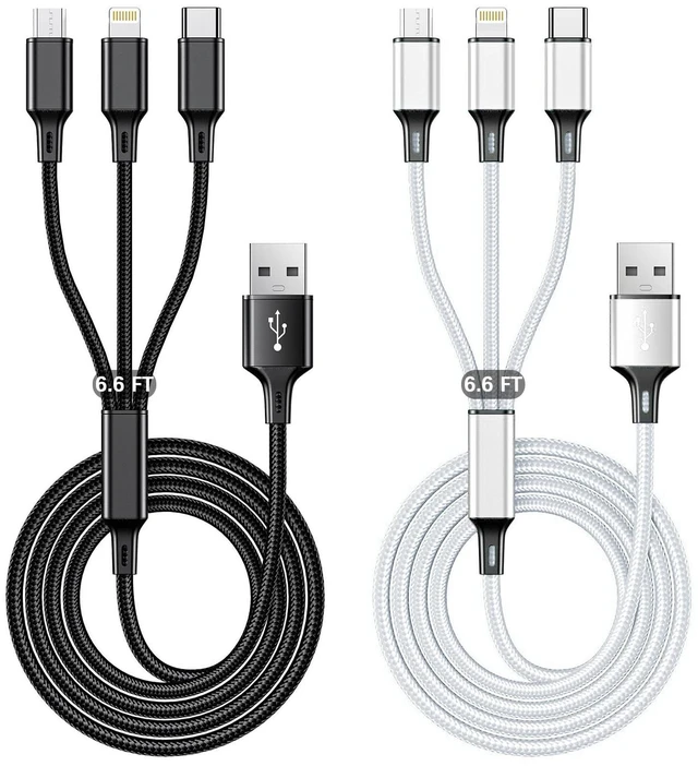 Main image of Travel Essentials Multi USB Charging Cable 3A, (2Pack 6.6FT) Charging Cable | 3 in 1 Phone Charger Cord with Type-C, Micro USB Compatible with Tablets iPhone 17-8 Samsung Galaxy(Charging Only)