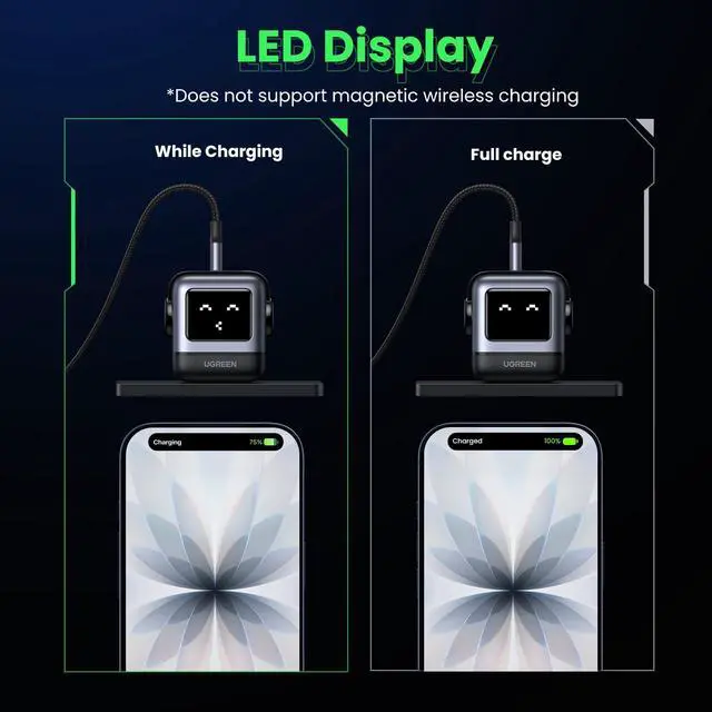 Alt view image 5 of 7 - Uno 30W USB C Charger Block, Compact Robot GaN Fast Charger for iPhone 17, Gifts for Women Men, Compatible with iPhone 17/16/15, Galaxy S26/S25/S24, Pixel 10/9/8, iPad, MacBook Neo/Air, Black