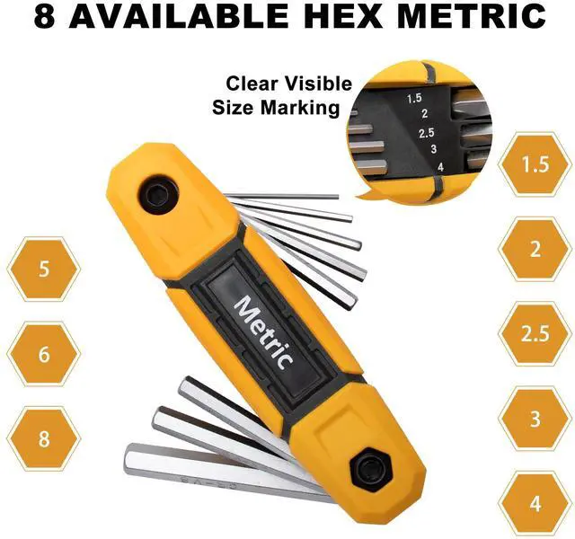 Alt view image 3 of 7 - 17pcs Folding Allen Wrench Set | Metric & Standard SAE - Key Tool 2 Pack Portable Hex for Basic Home Repair and General Applications