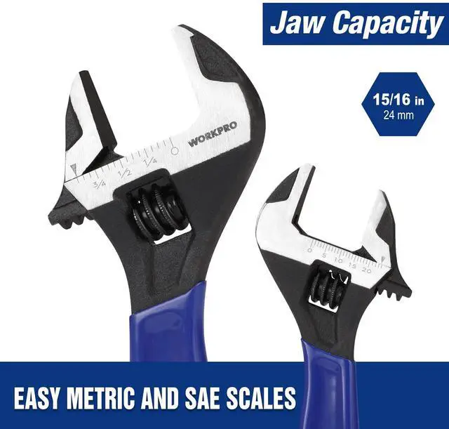 Alt view image 3 of 7 - 6-Inch Compact Adjustable Wrench, Wide Jaw Cr-V steel Wrench | Black Oxide Finish, Metric & SAE Scales, Fits M6M16 bolts for Home Repairs, Garage, DIY and Light Workshop Use.