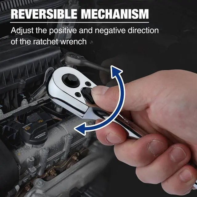 Alt view image 6 of 7 - 3/8-Inch Drive Ratchet, Quick-Release 72-Tooth Ratchet Wrench | Reversible 3/8 Drive Ratchet Handle, Chrome Alloy Made, Cr-Mo Head, Full Polished