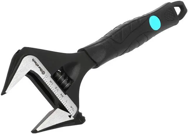 Main image of 8-Inch Wide Jaw Adjustable Wrench | Black Oxide Finish Plumbing Wrench, CR-V Steel, SAE and Metric Scale Marked, Ergonomic Grip