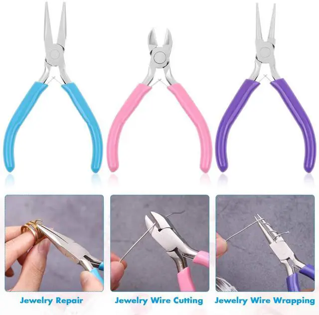 Alt view image 6 of 7 - 3pcs Jewelry Making Plier Tools with Needle/Chain/Round Nose Pliers and Wire Cutter for Jewelry Repair, Wire Wrapping, Crafts, Jewelry Making Supplies