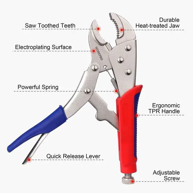 Alt view image 2 of 7 - 3-Piece Locking Pliers Set, Heavy-Duty Cr-V Steel