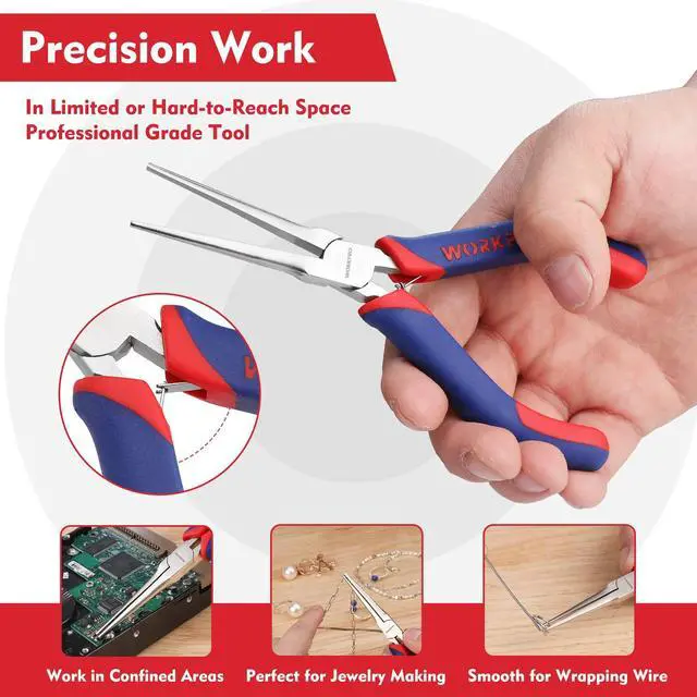 Alt view image 6 of 7 - 6" Needle Nose Pliers (Smooth Jaw), Mini Long Nose Pliers with Comfort Grip Handles, Jewelry Pliers for Wire Wrapping, Crafts, Jewelry Making Supplies, 6" 1PC