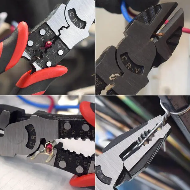 Alt view image 4 of 4 - 3Pcs Heavy Duty Pliers Set, 5 in 1 Linesman/Diagonal Side Cutting/Needle Nose Pliers with Wire Stripper,Crimper and Cutter Function