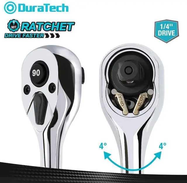Alt view image 3 of 7 - 1/4-Inch Drive Ratchet, 90-Tooth Quick-release Ratchet Wrench, Reversible, Cr-V Made, Full Polished, Stocking Stuffers for Men Women Gifts for Men Gifts for Women