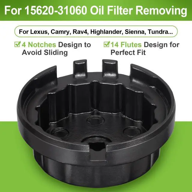 Alt view image 4 of 7 - Oil Filter Wrench for Toyota Oil Filter Removal Tool 64mm 4 Slots | Cap Style for Lexus, Camry, 4 Runner, RAV4, Tundra, Tacoma, Highlander, Sienna, Sequoia, Avaion, Venza 2.5-5.7L Engine